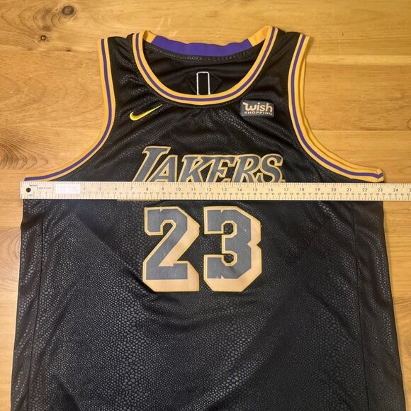 LA Lakers LeBron James #23 Nike Wish NBA Swingman Jersey Size 56 Black Stitched - Picture 13 of 16